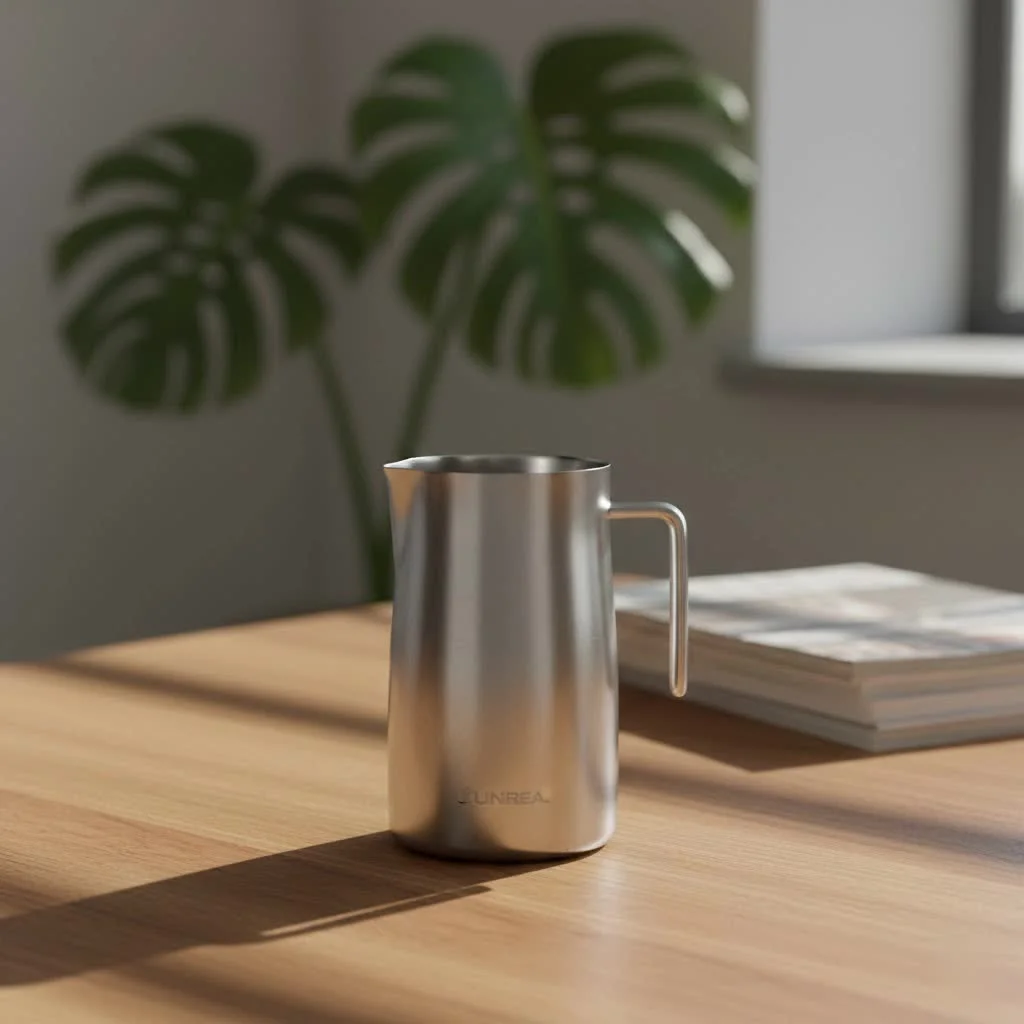Close-up of a perfectly frothed latte in a clear glass mug